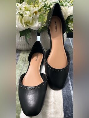 NWOT Greta Black D'Orsay Flats by Maurices with Stud Trim Size 11M